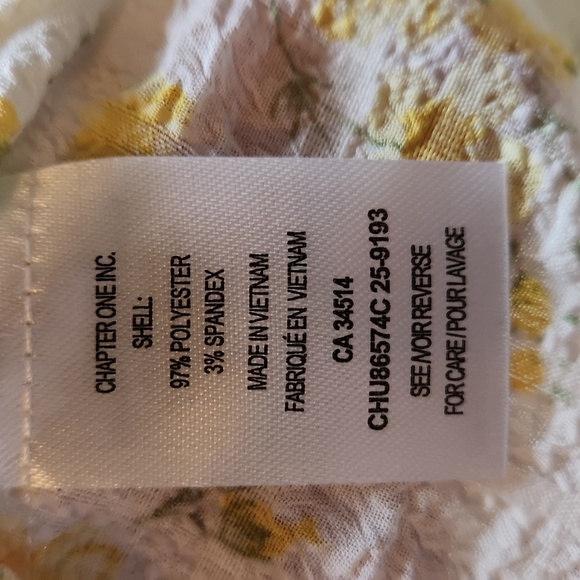 Haver Of London Plus Size 1X Floral Puff Sleeve Top - Cream and Yellow - Picture 6 of 6